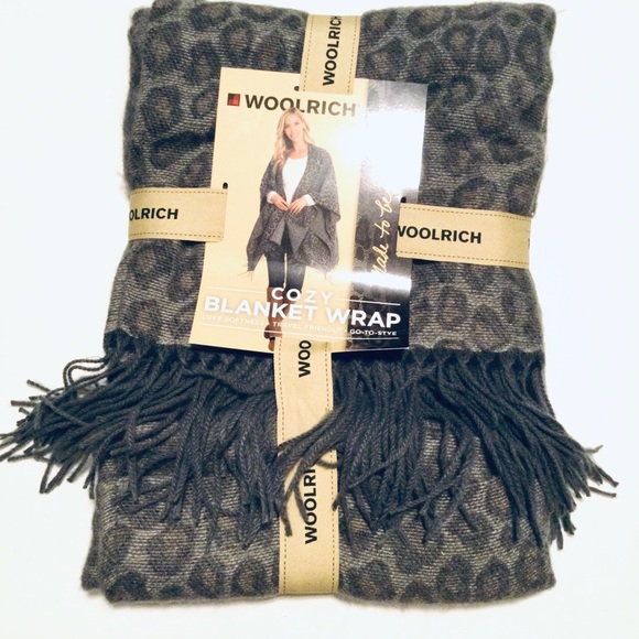 Woolrich Cozy Blanket Wrap Kaye Leopard One Size - Picture 3 of 4